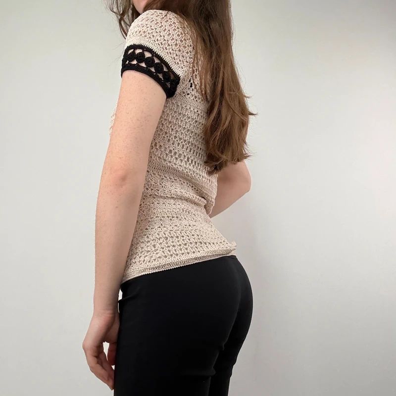Crochet Lace Knit Cream top