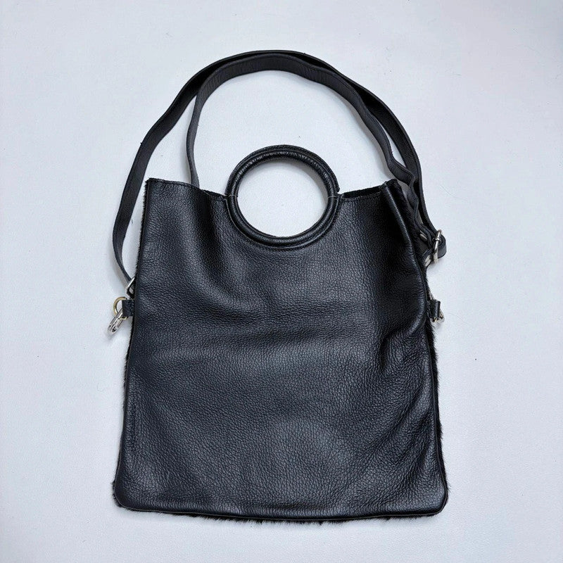 black cowhide leather mini bag