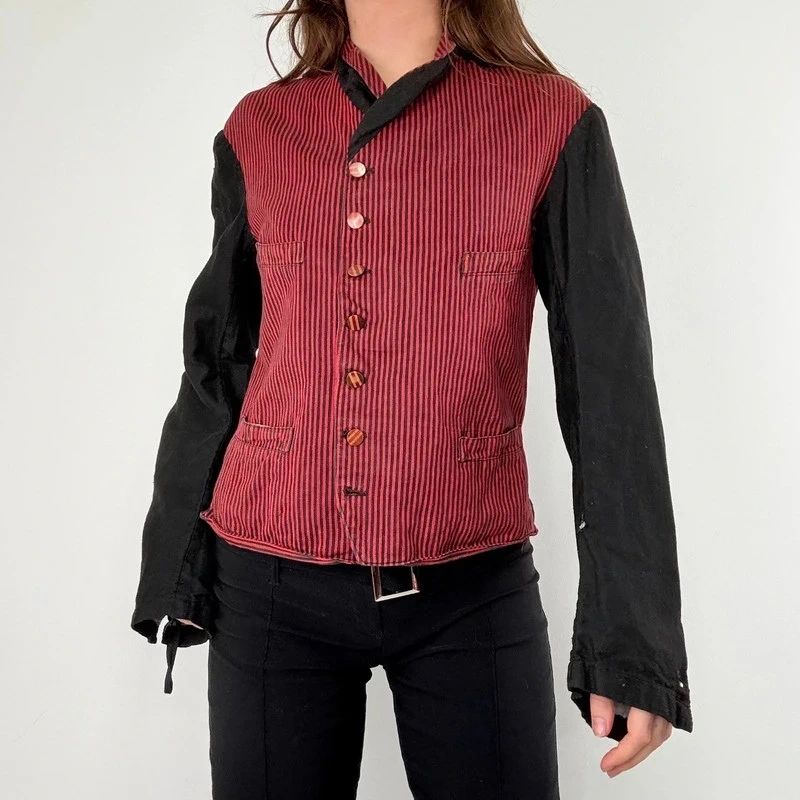 Antique French striped servant chore jacket
