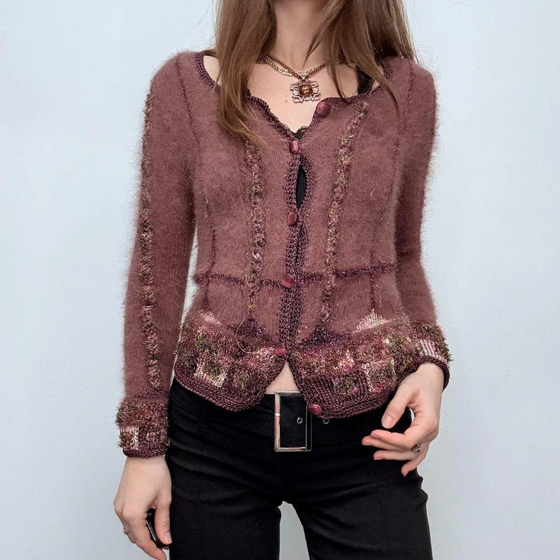 pink embroidered fairycore cardigan
