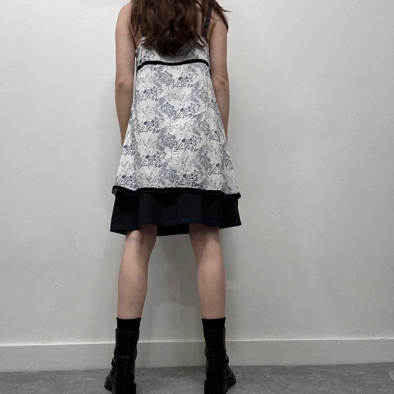 regency patterned blue dress