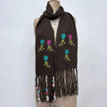 brown flower fairy wool scarf