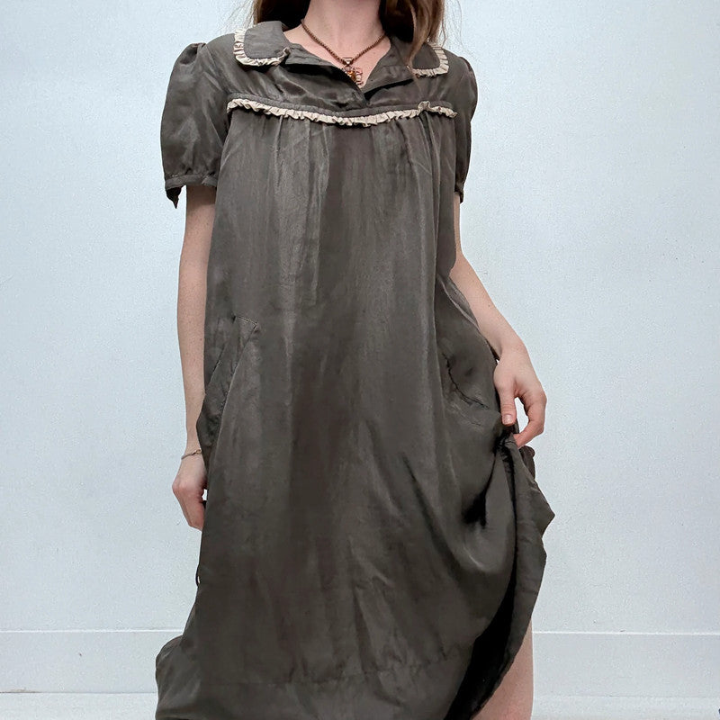 preppy pleated silk mini dress