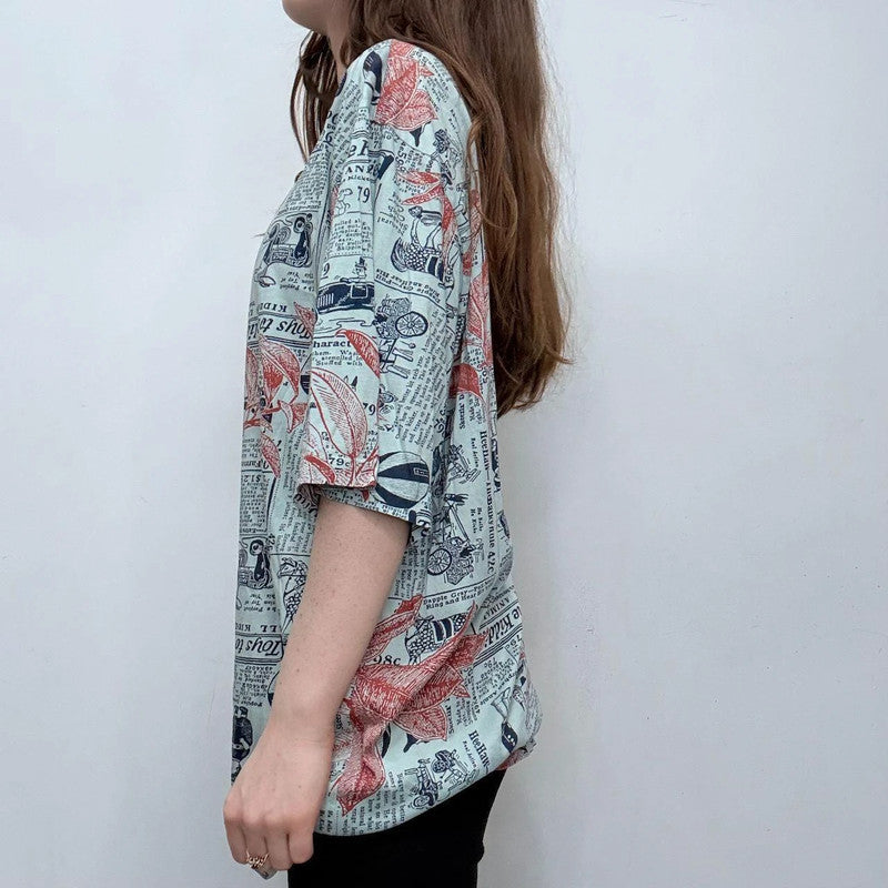 oversized slouchy graphic newsprint t-shirt