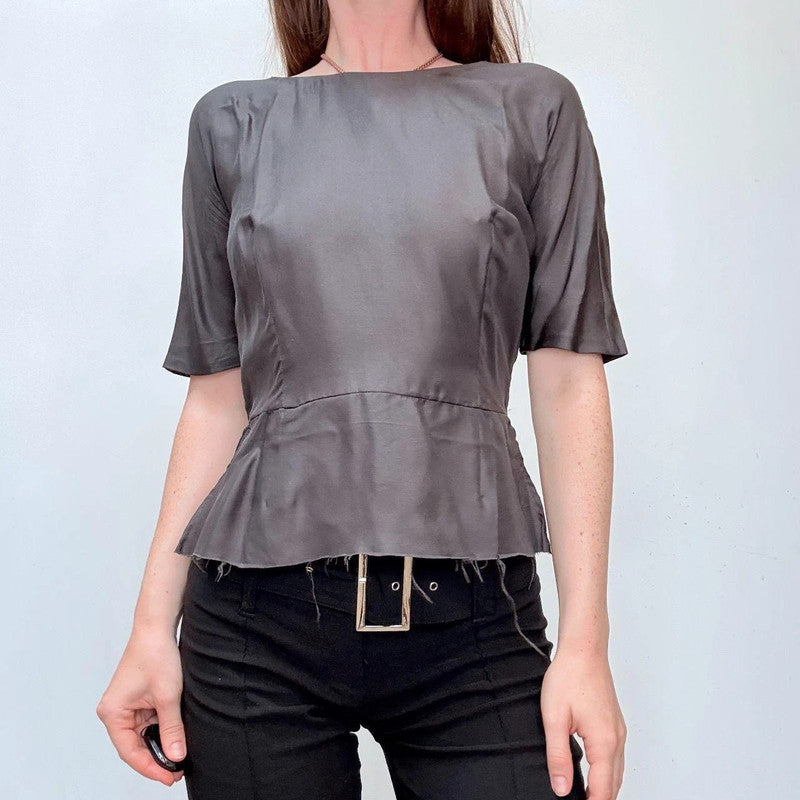 Prada silk peplum flutter top