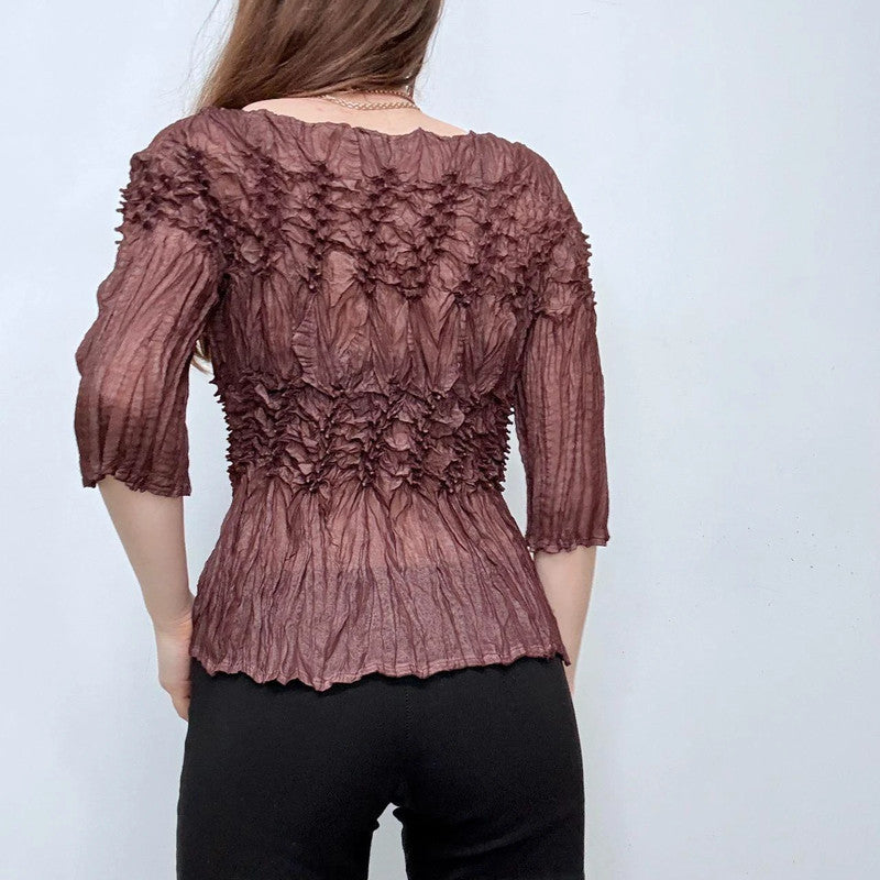 crinkle shibori textured top