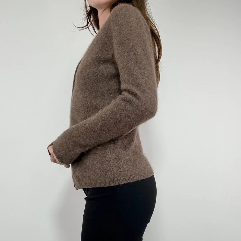 Kujten brown cashmere fluffy cardigan