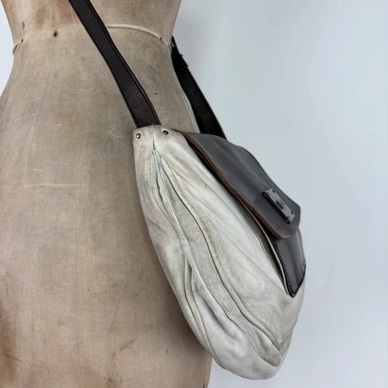 Distressed diesel leather slouchy messenger bag
