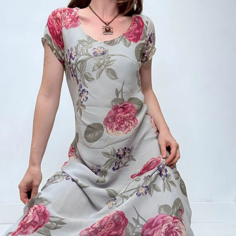 Floral bias-cut ruffle floral maxi dress