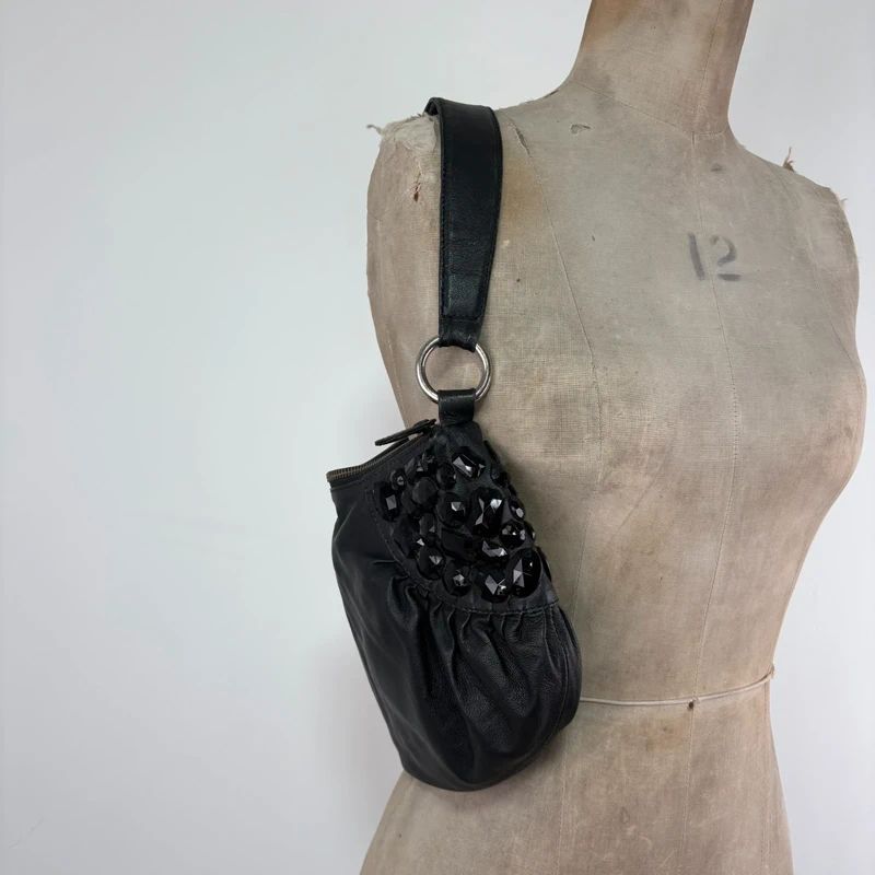 black leather slouchy shoulder bag