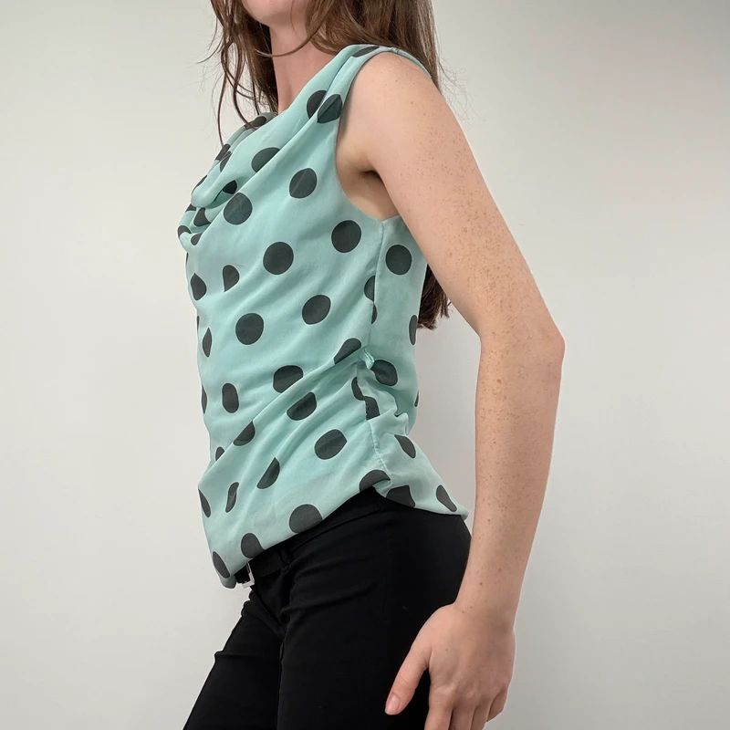 Slouchy Silk Polka Dot Vest