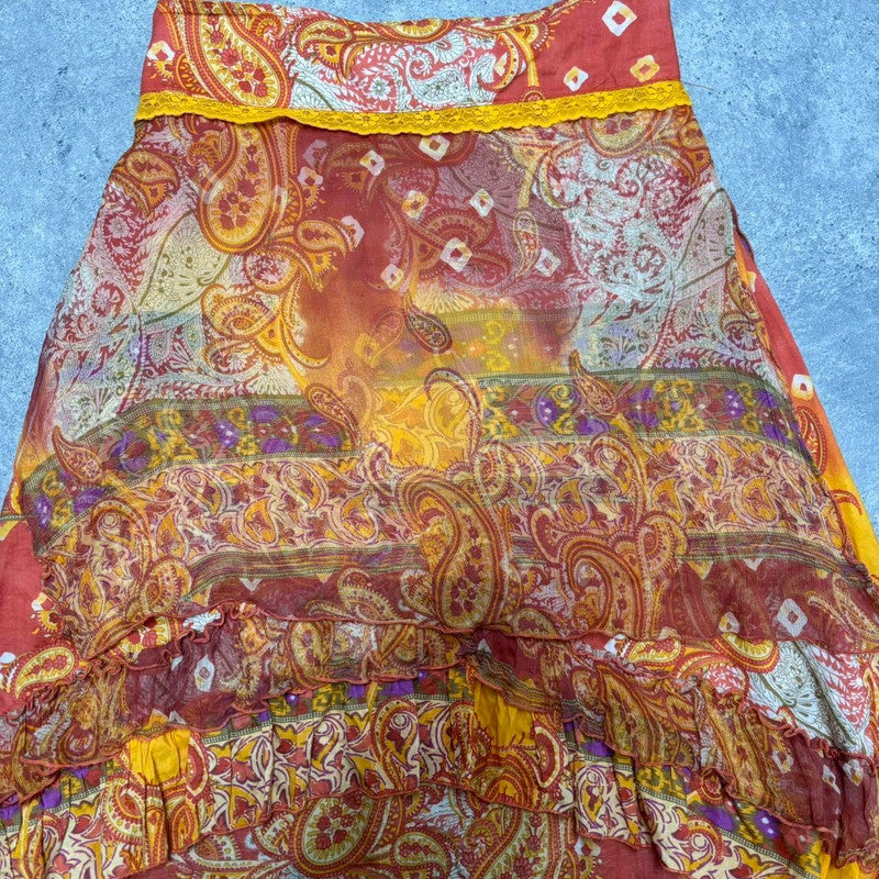 Y2K fairy paisley midi skirt