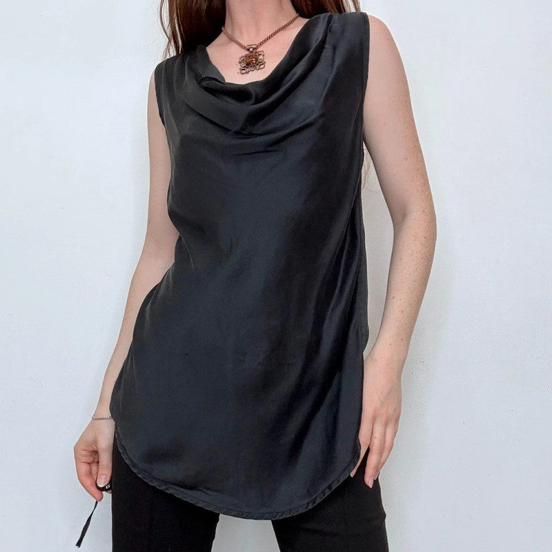 Luxury designer lingerie black silk draped vest