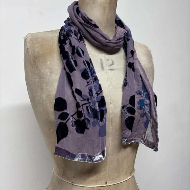 velvet sheer floral silk scarf