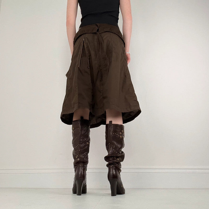 brown stuctured utility skirt