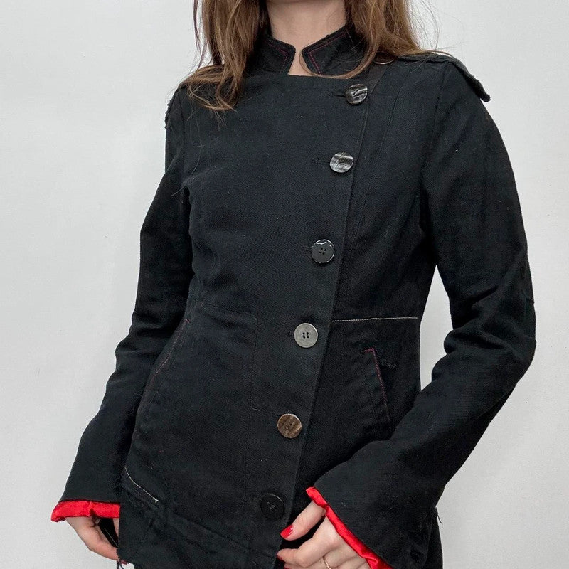 asymmetric archival button grunge blazer