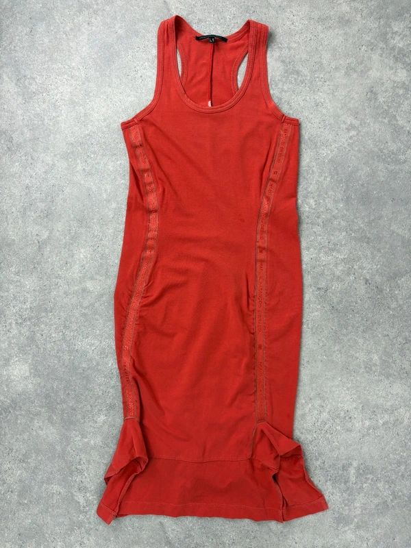 Marithé + François Girbaud gathered red midi dress