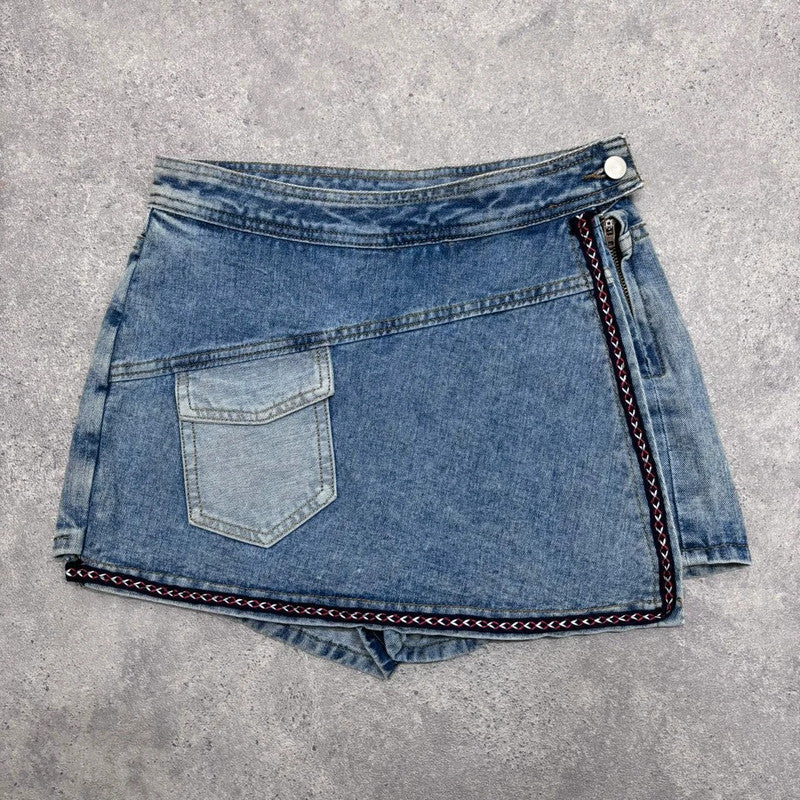 asymmetric denim skort