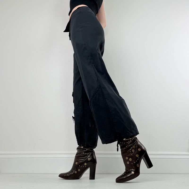 low rise wide leg capri pants
