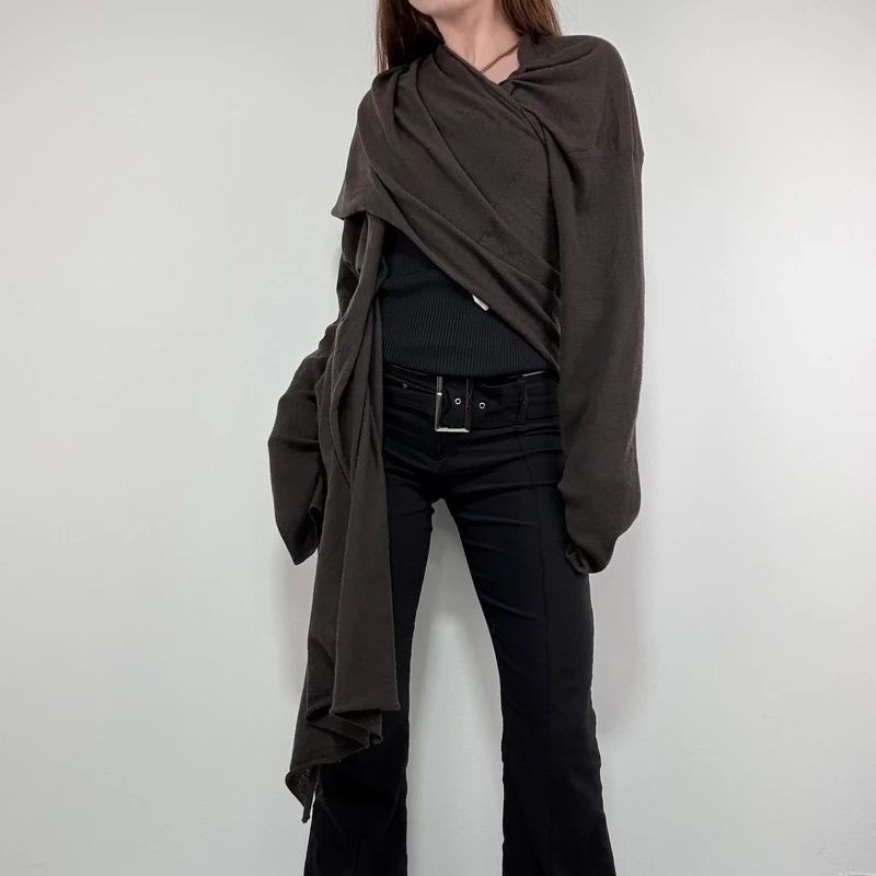 ultra slouchy asymmetric wrap cardigan