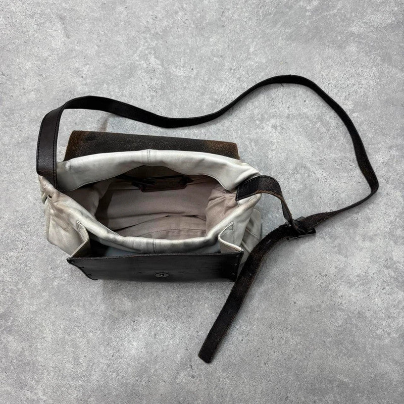Distressed diesel leather crossbody bag