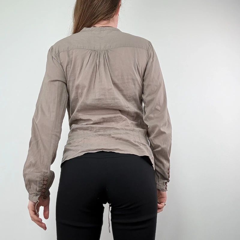 Brown Lace cotton Button Shirt