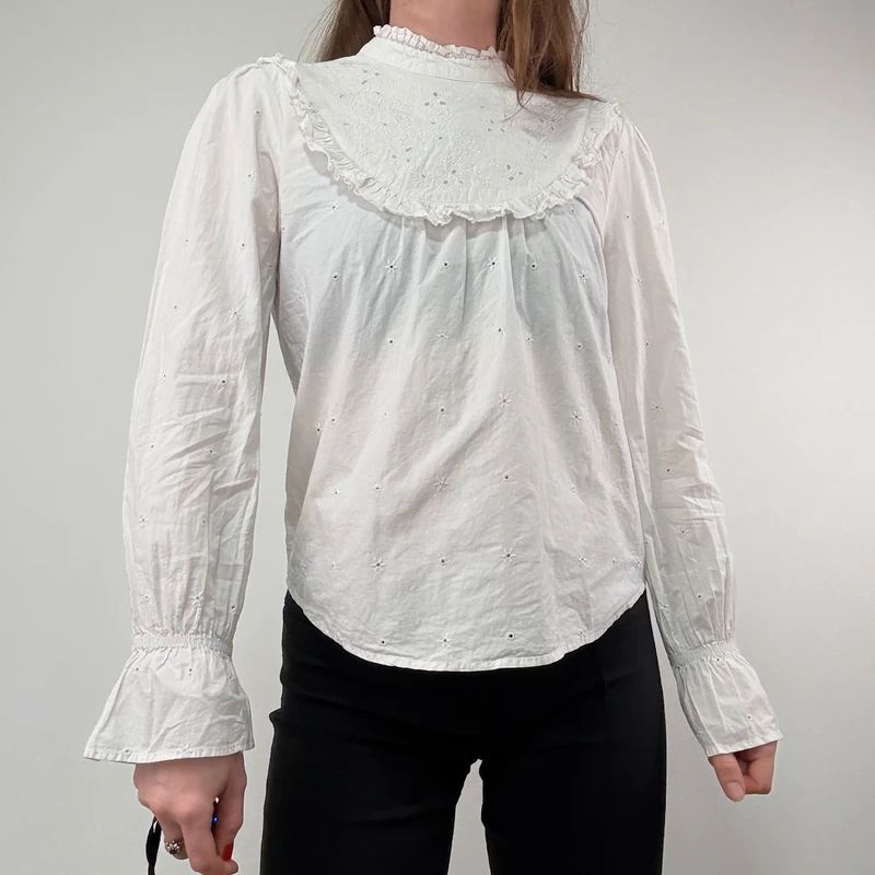 White Lace Cotton Edwardian style Shirt
