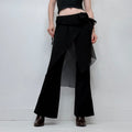 black layered polkadot skirt trousers