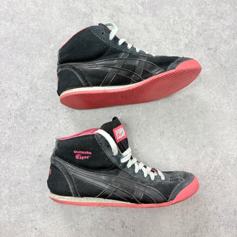 Black leather onitasuka tiger high top trainers