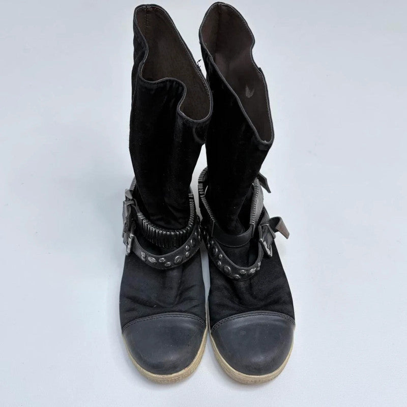 buckle black grunge studded boots