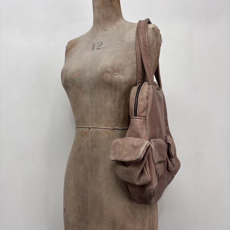 slouchy pink leather cargo bag