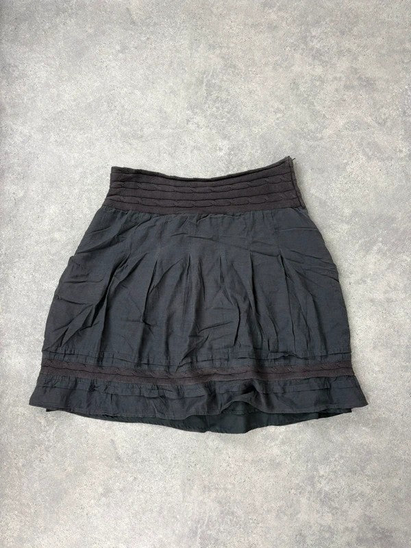 Blue low-rise drop-waist navy sheer midi skirt