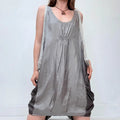 grey puff slouchy silk dress
