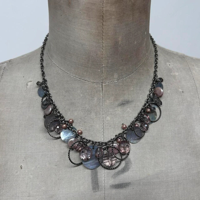 metal boho pearl necklace