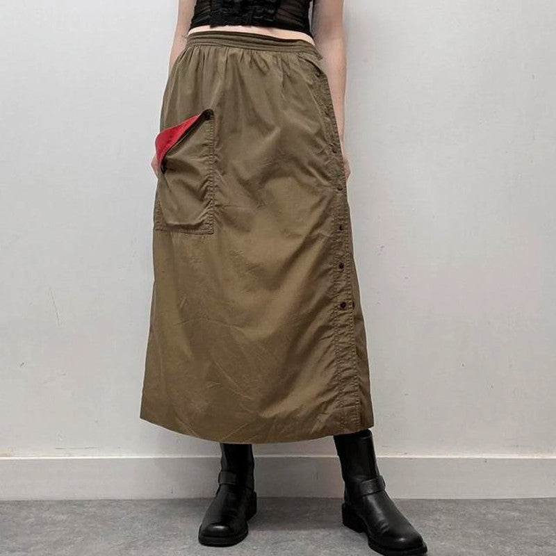 Khaki a-line utility skirt