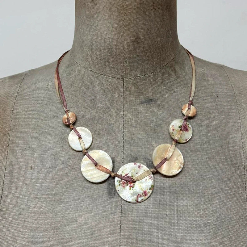 Pearl button charm necklace