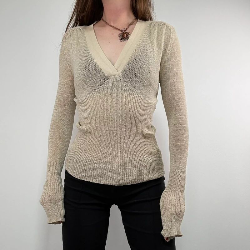 Long sleeve slouchy knit t-shirt