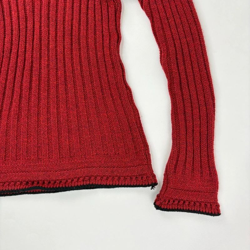 red wool ribbed knit jumper