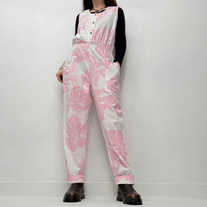 baggy cotton pink overalls