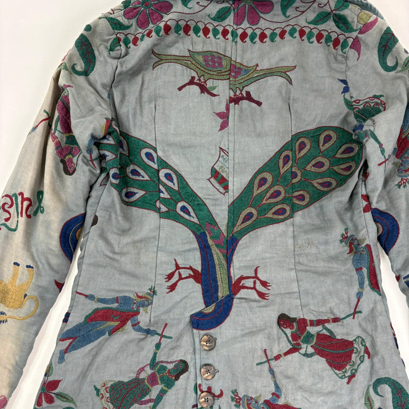 Khaki embroidered boho hippie jacket