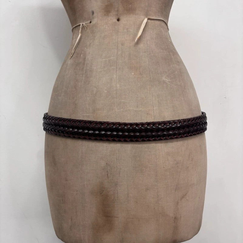 brown woven leather belt