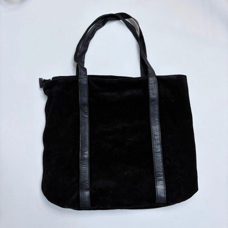 black suede studded hardware bag