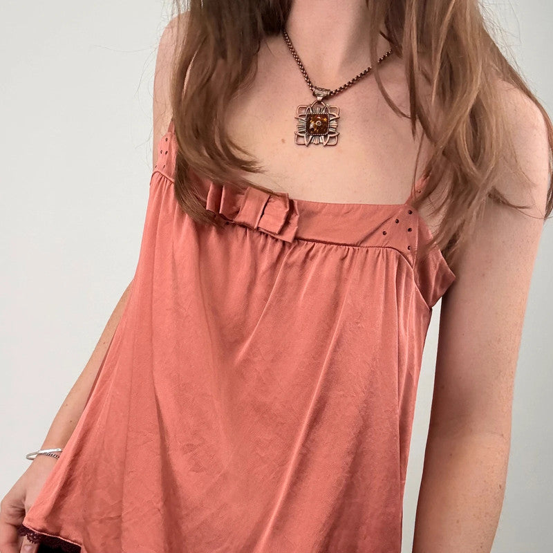 pink silk pleated flared vest