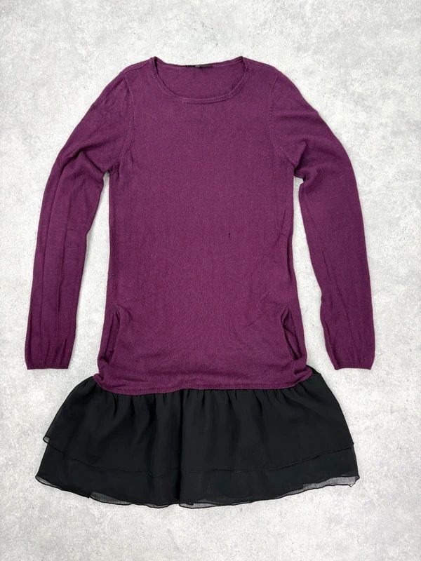 burgundy Maje layered long sleeve dress