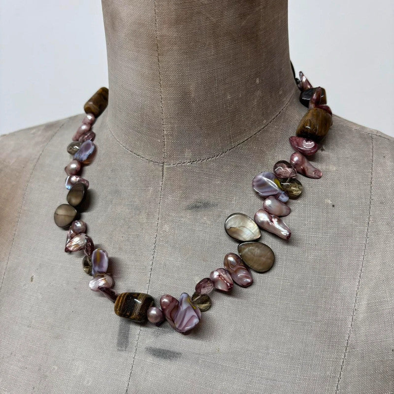 pearl crystal gemstone necklace