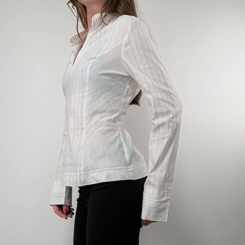 pinstripe white fitted shirt