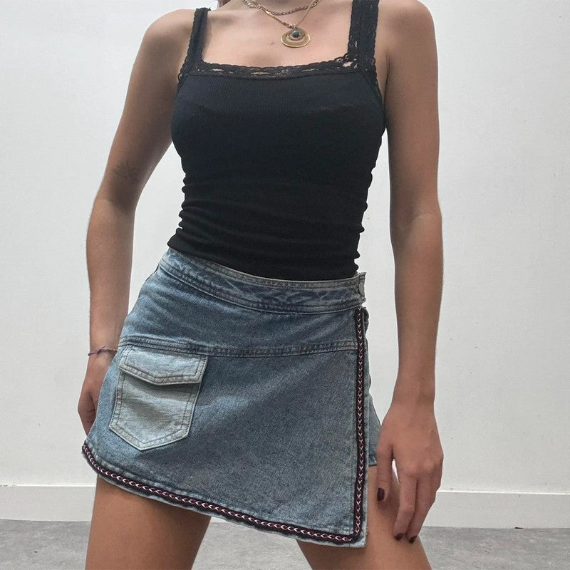 asymmetric denim skort