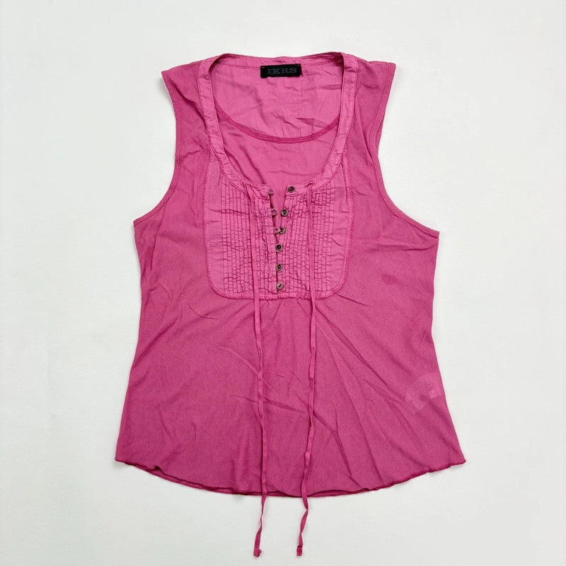 pink pleated flutter vest