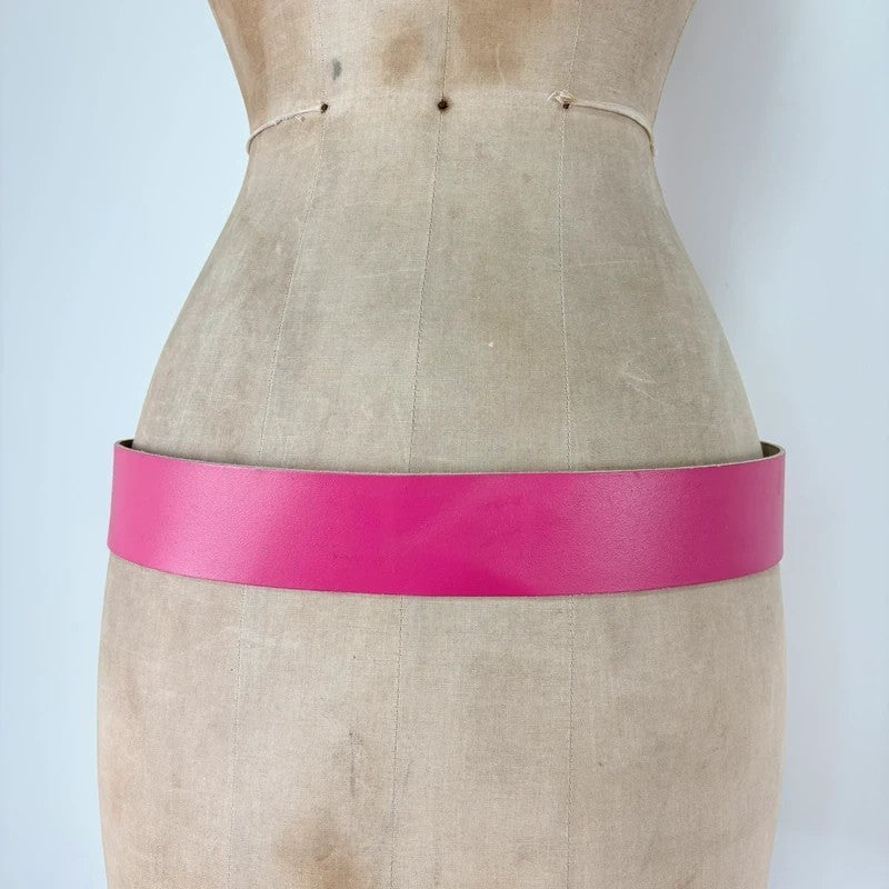 Pink leather chunky thick belt