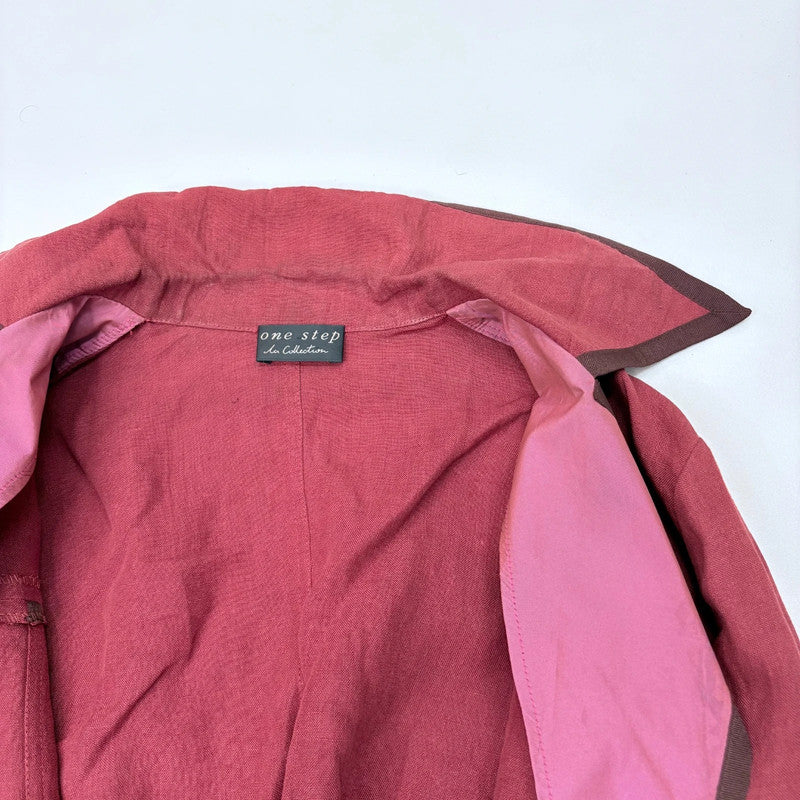 red linen cropped shirt jacket